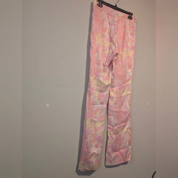 Zara Retro Womens Flare Pants With Flowers & Split Bottom Size Medium New No Tag - Picture 15 of 16